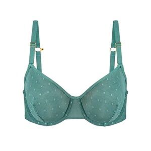 Lively Dot Mesh Unlined Bra Harbor Green Size 32DDD Underwire